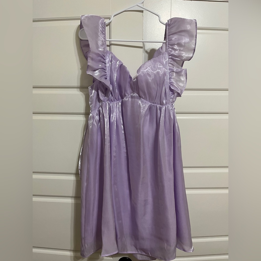 She + Sky Shimmering Lilac Dress